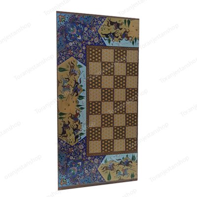 تخته نرد و صفحه شطرنج چوبی مدل چوگان آبی